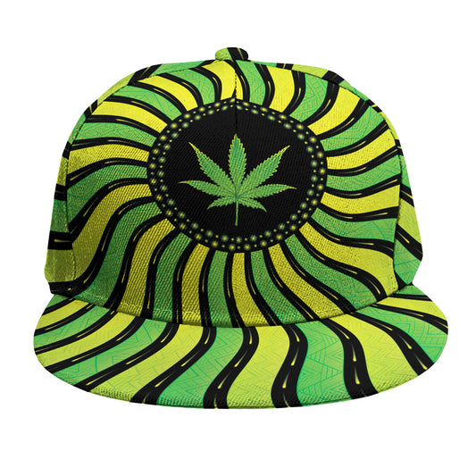 Psychedelic Cannabis Leaf Print Snapback Cap