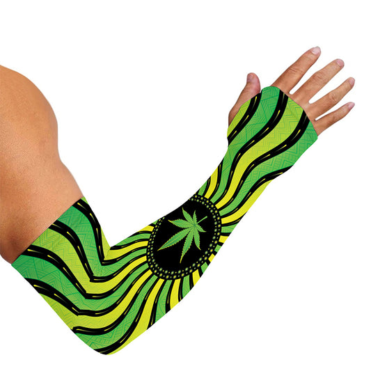 Psychedelic Cannabis Leaf Print Sun Protection Arm Sleeves