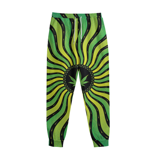 Psychedelic Cannabis Leaf Print Sweatpants