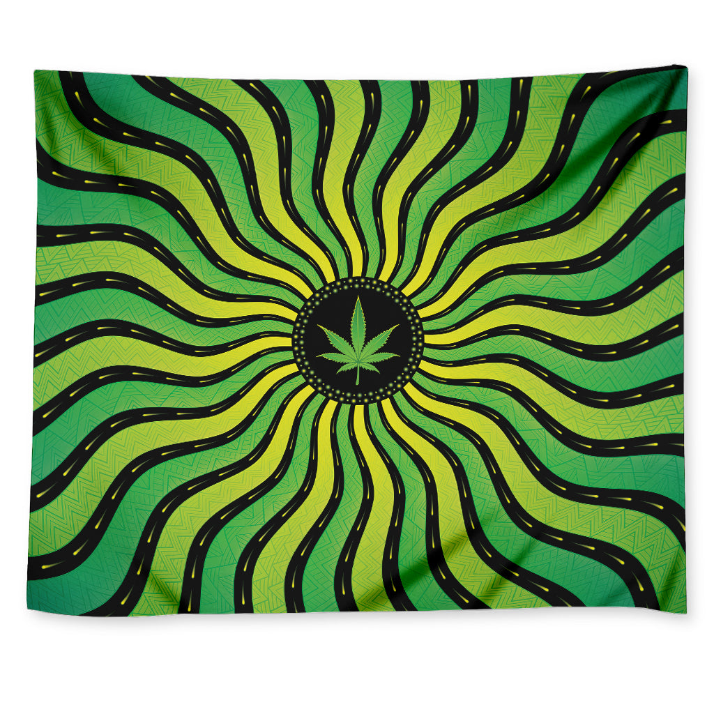 Psychedelic Cannabis Leaf Print Tapestry