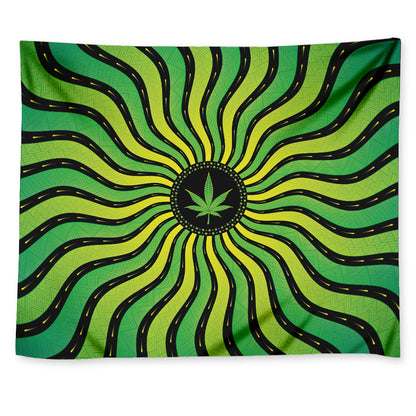 Psychedelic Cannabis Leaf Print Tapestry