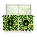 Psychedelic Cannabis Leaf Print Tier Curtains