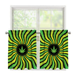 Psychedelic Cannabis Leaf Print Tier Curtains