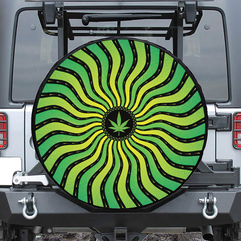 Psychedelic Cannabis Leaf Print Tire Cover