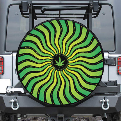 Psychedelic Cannabis Leaf Print Tire Cover
