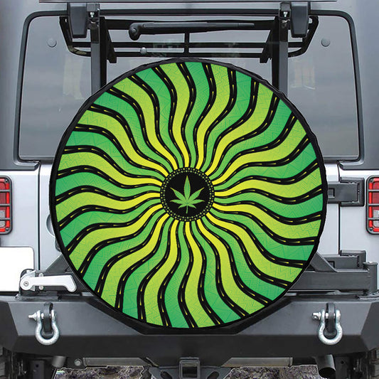 Psychedelic Cannabis Leaf Print Tire Cover