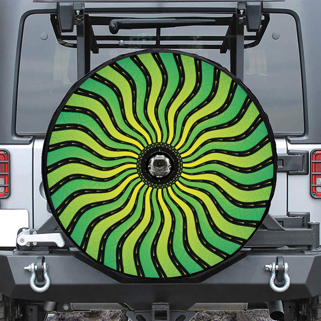 Psychedelic Cannabis Leaf Print Tire Cover With Camera Hole