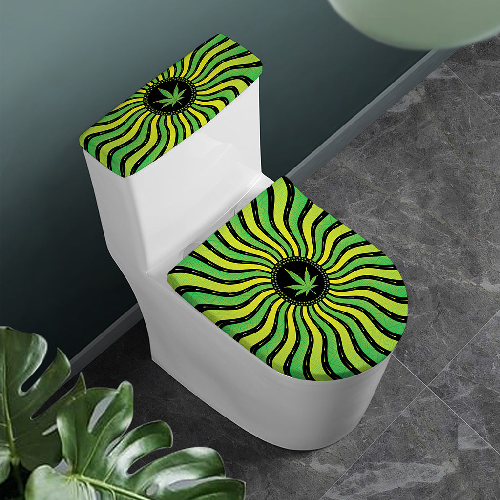 Psychedelic Cannabis Leaf Print Toilet Lid And Tank Cover Set