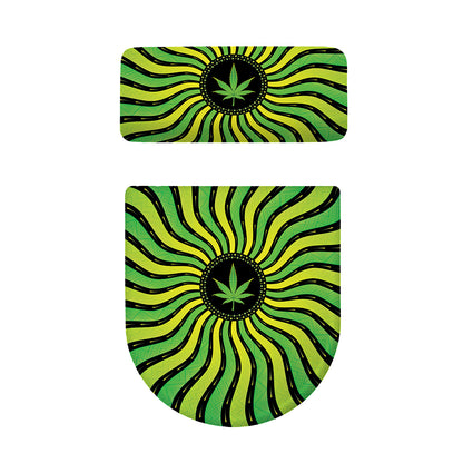 Psychedelic Cannabis Leaf Print Toilet Lid And Tank Cover Set