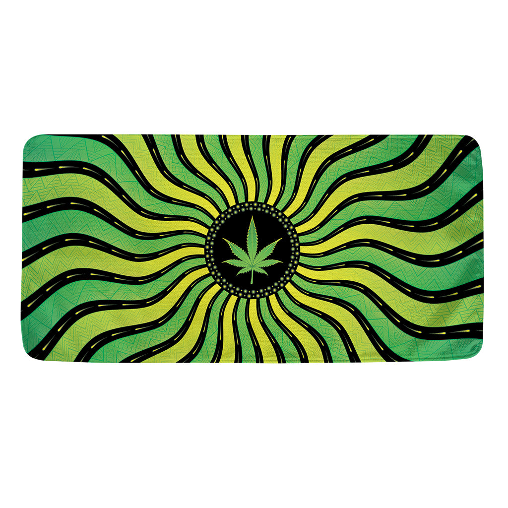 Psychedelic Cannabis Leaf Print Towel