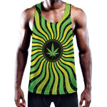 Psychedelic Cannabis Leaf Print Training Tank Top