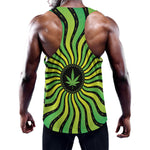 Psychedelic Cannabis Leaf Print Training Tank Top