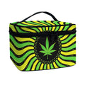 Psychedelic Cannabis Leaf Print Travel Makeup Bag