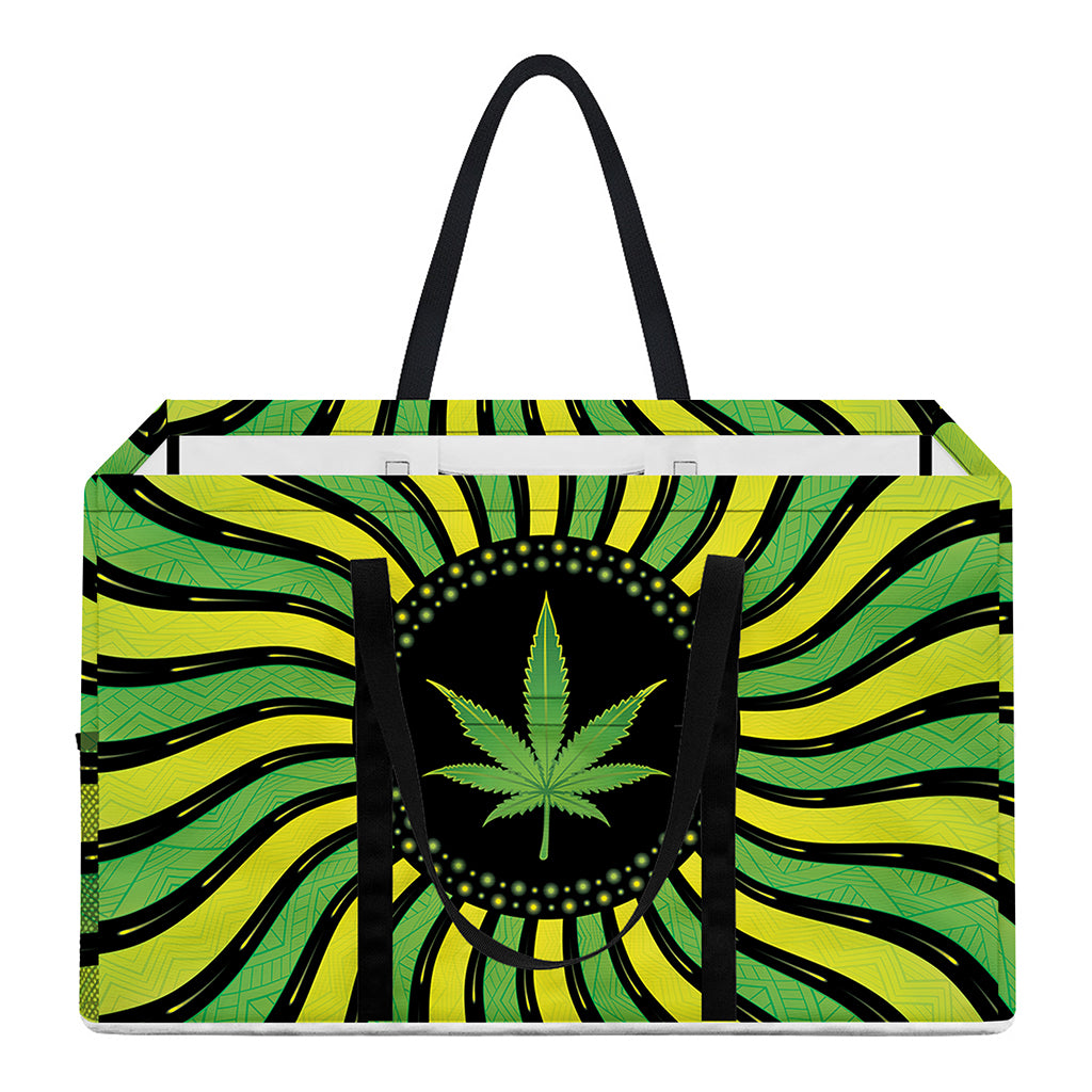 Psychedelic Cannabis Leaf Print Utility Tote Bag