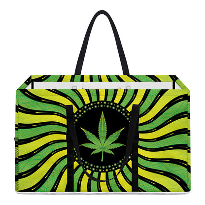 Psychedelic Cannabis Leaf Print Utility Tote Bag