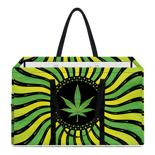Psychedelic Cannabis Leaf Print Utility Tote Bag