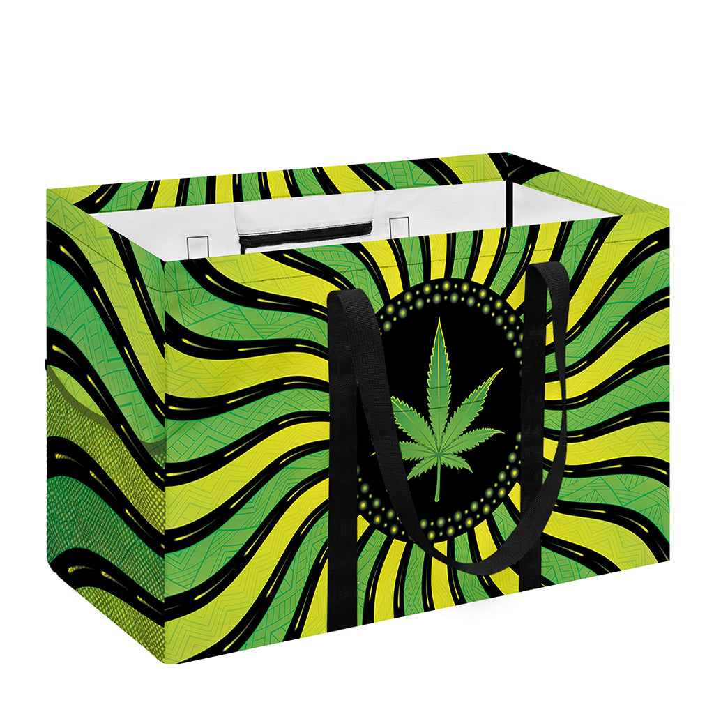 Psychedelic Cannabis Leaf Print Utility Tote Bag