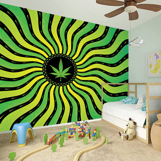 Psychedelic Cannabis Leaf Print Wall Sticker