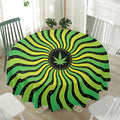Psychedelic Cannabis Leaf Print Waterproof Round Tablecloth