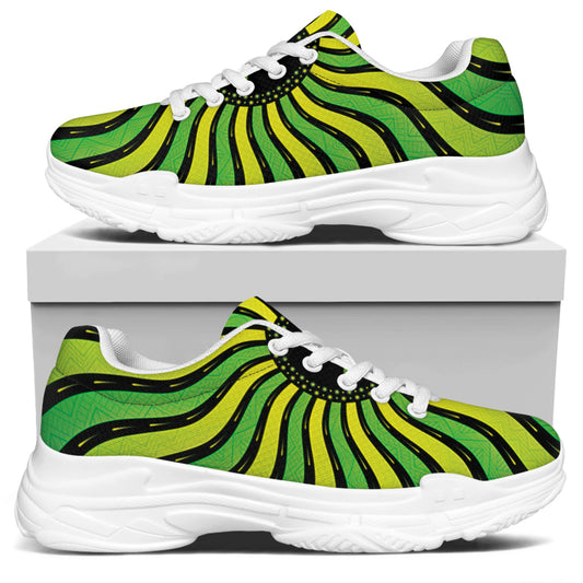Psychedelic Cannabis Leaf Print White Chunky Shoes