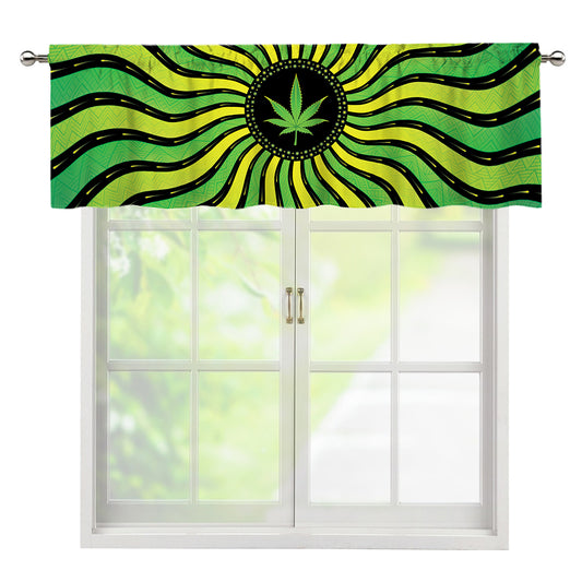Psychedelic Cannabis Leaf Print Window Valance