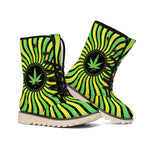 Psychedelic Cannabis Leaf Print Winter Boots