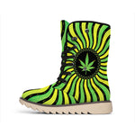 Psychedelic Cannabis Leaf Print Winter Boots