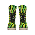 Psychedelic Cannabis Leaf Print Winter Boots