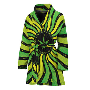 Psychedelic Cannabis Leaf Print Women's Bathrobe