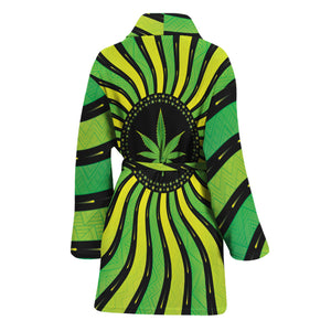 Psychedelic Cannabis Leaf Print Women's Bathrobe