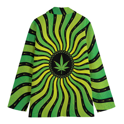 Psychedelic Cannabis Leaf Print Women's Blazer