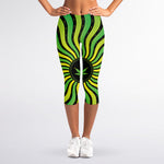 Psychedelic Cannabis Leaf Print Women's Capri Leggings