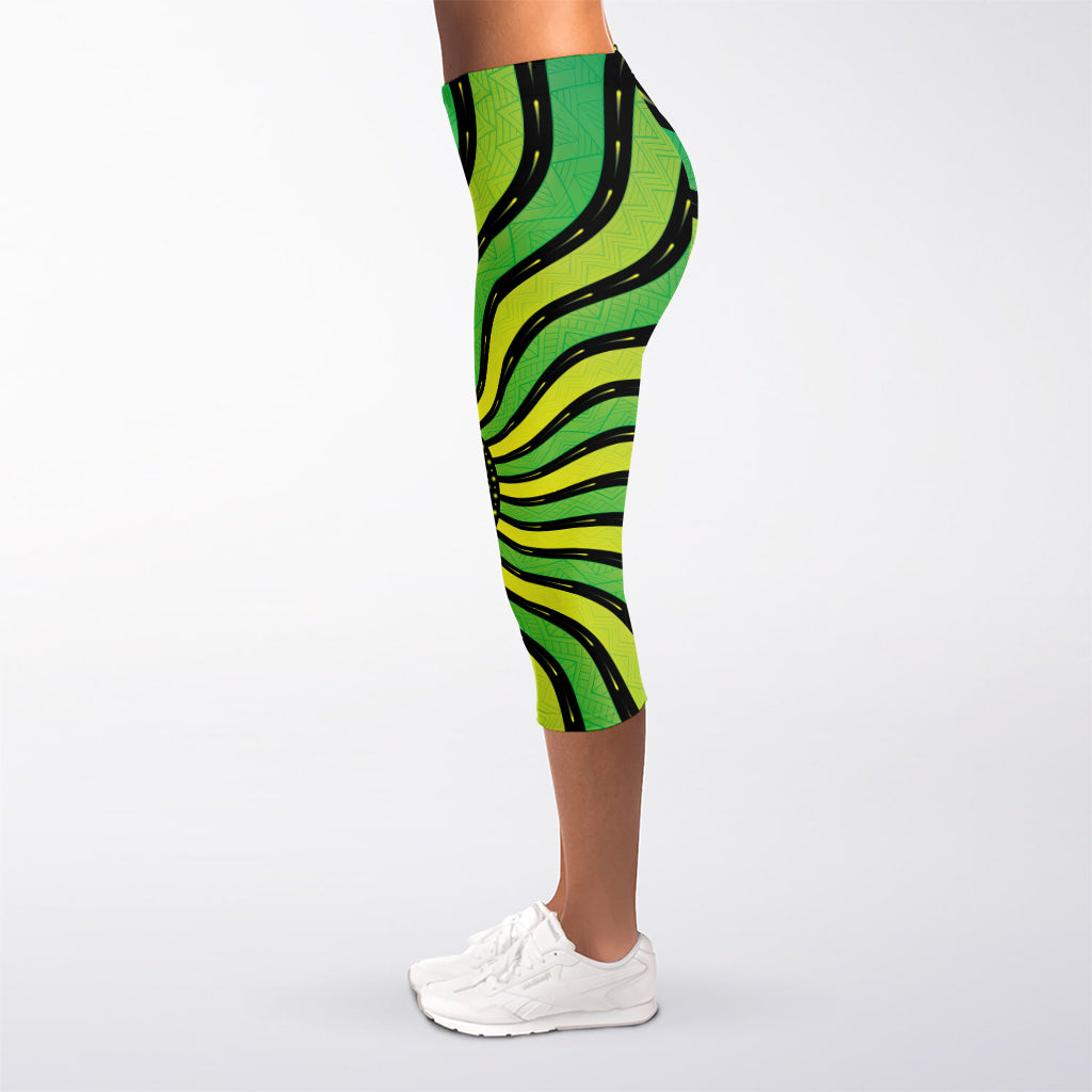 Psychedelic Cannabis Leaf Print Women's Capri Leggings