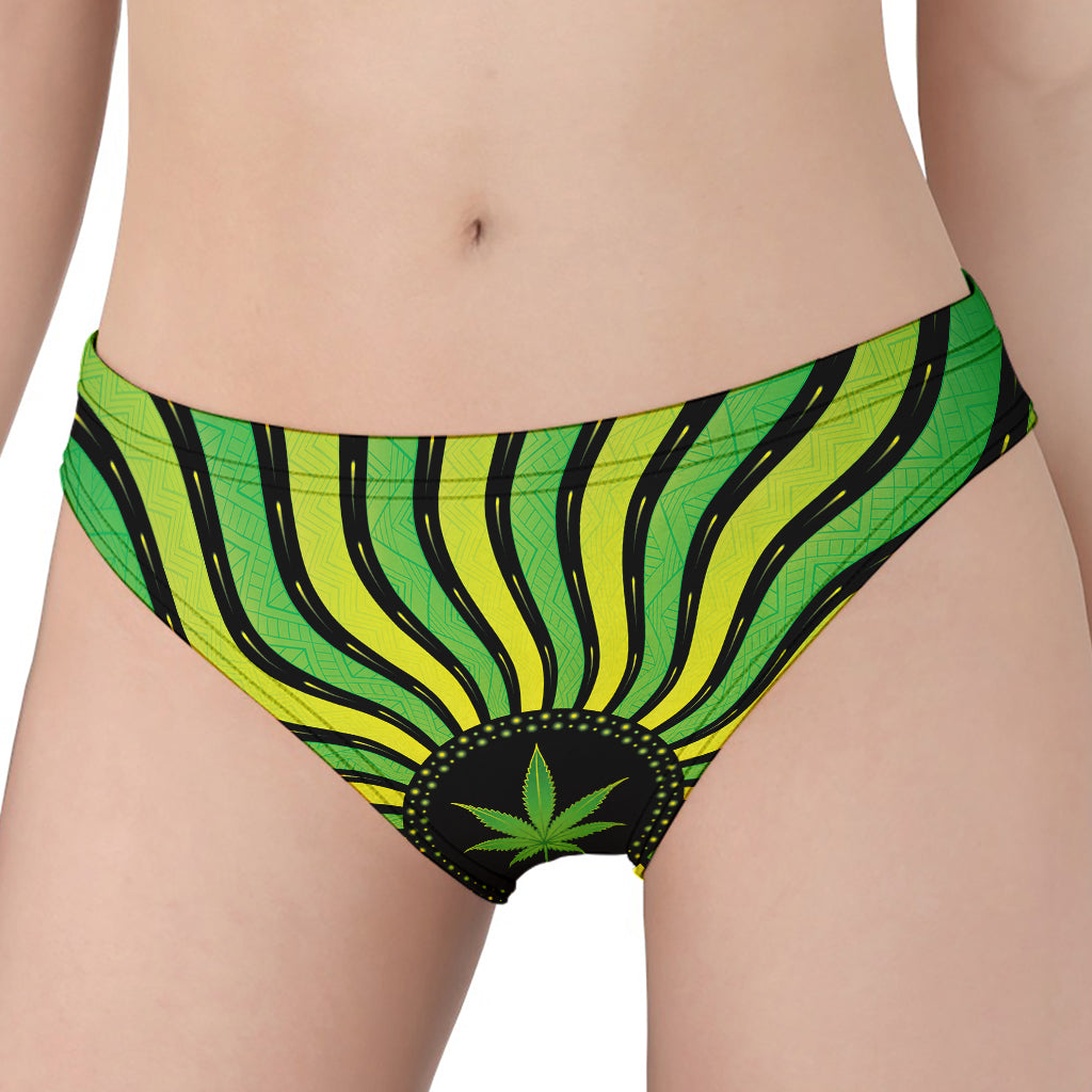 Psychedelic Cannabis Leaf Print Women's Panties