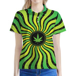 Psychedelic Cannabis Leaf Print Women's Polo Shirt
