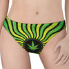 Psychedelic Cannabis Leaf Print Women's Thong