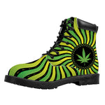 Psychedelic Cannabis Leaf Print Work Boots