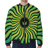 Psychedelic Cannabis Leaf Print Zip Sleeve Bomber Jacket