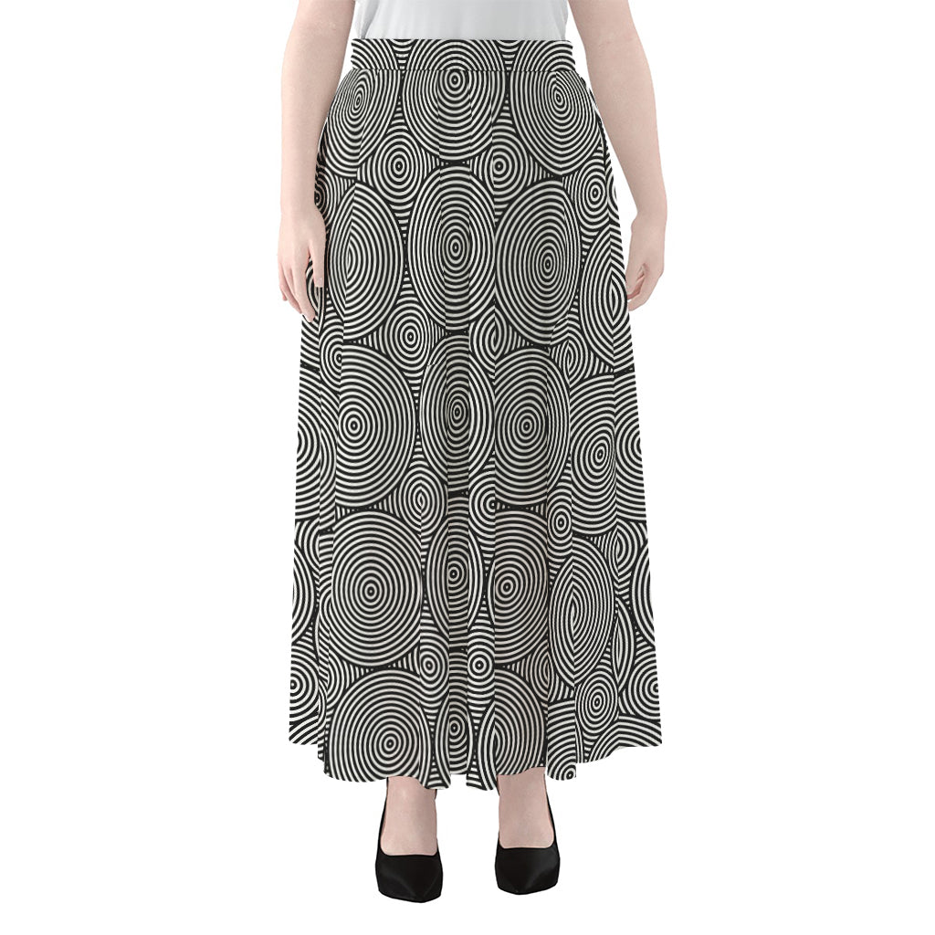 Psychedelic Circle Pattern Print Chiffon Maxi Skirt