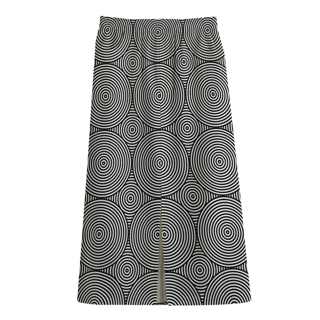 Psychedelic Circle Pattern Print Cotton Front Slit Maxi Skirt