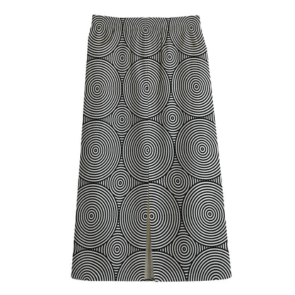 Psychedelic Circle Pattern Print Cotton Front Slit Maxi Skirt