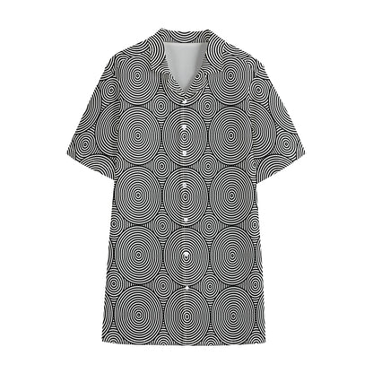 Psychedelic Circle Pattern Print Cotton Hawaiian Shirt