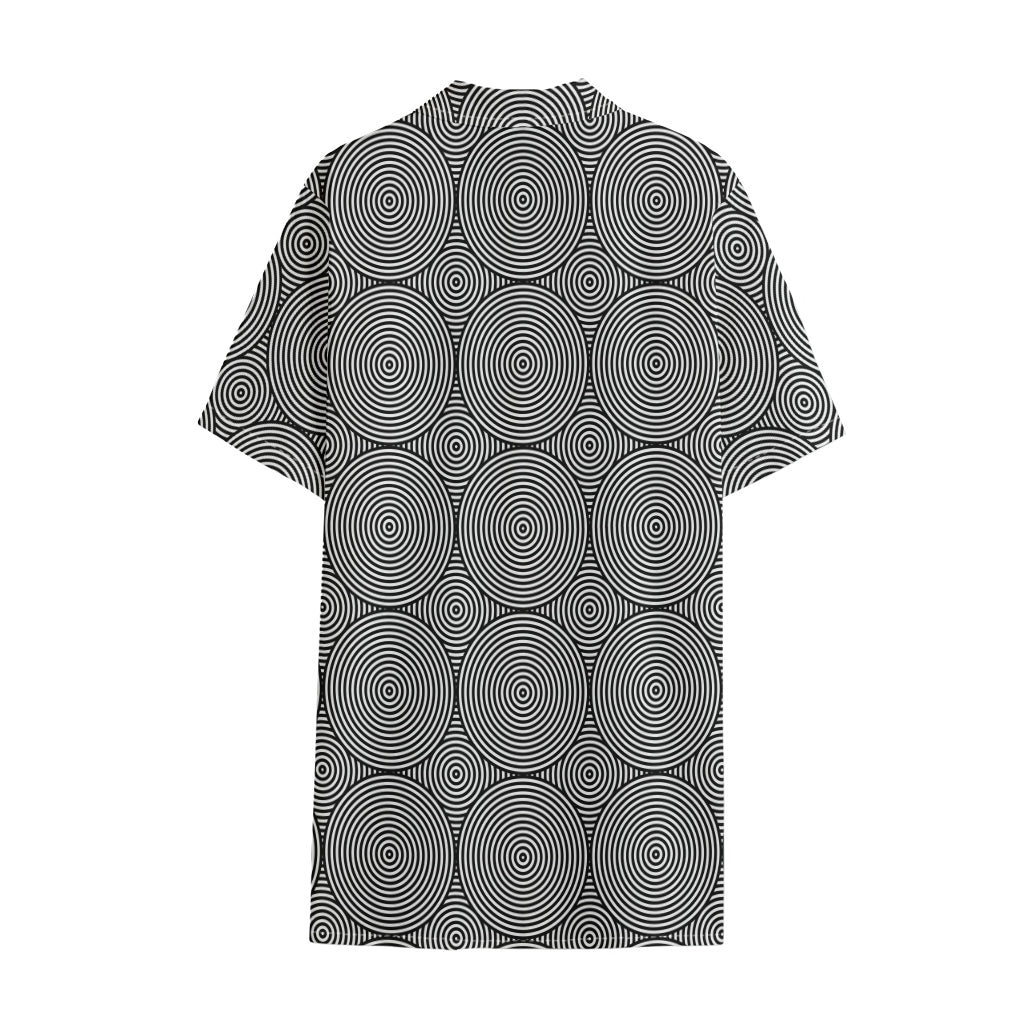 Psychedelic Circle Pattern Print Cotton Hawaiian Shirt