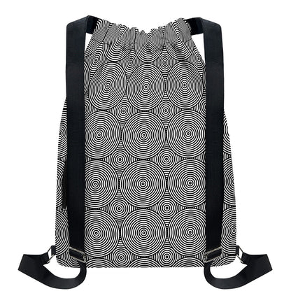 Psychedelic Circle Pattern Print Drawstring Backpack