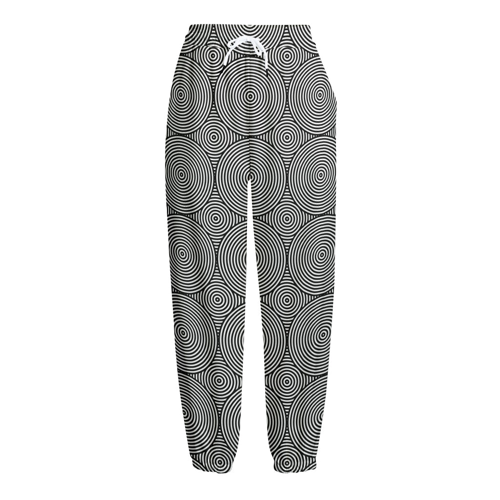 Psychedelic Circle Pattern Print Fleece Lined Knit Pants