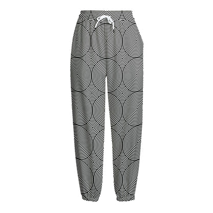Psychedelic Circle Pattern Print Fleece Lined Knit Pants