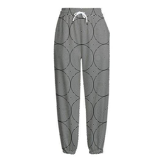 Psychedelic Circle Pattern Print Fleece Lined Knit Pants