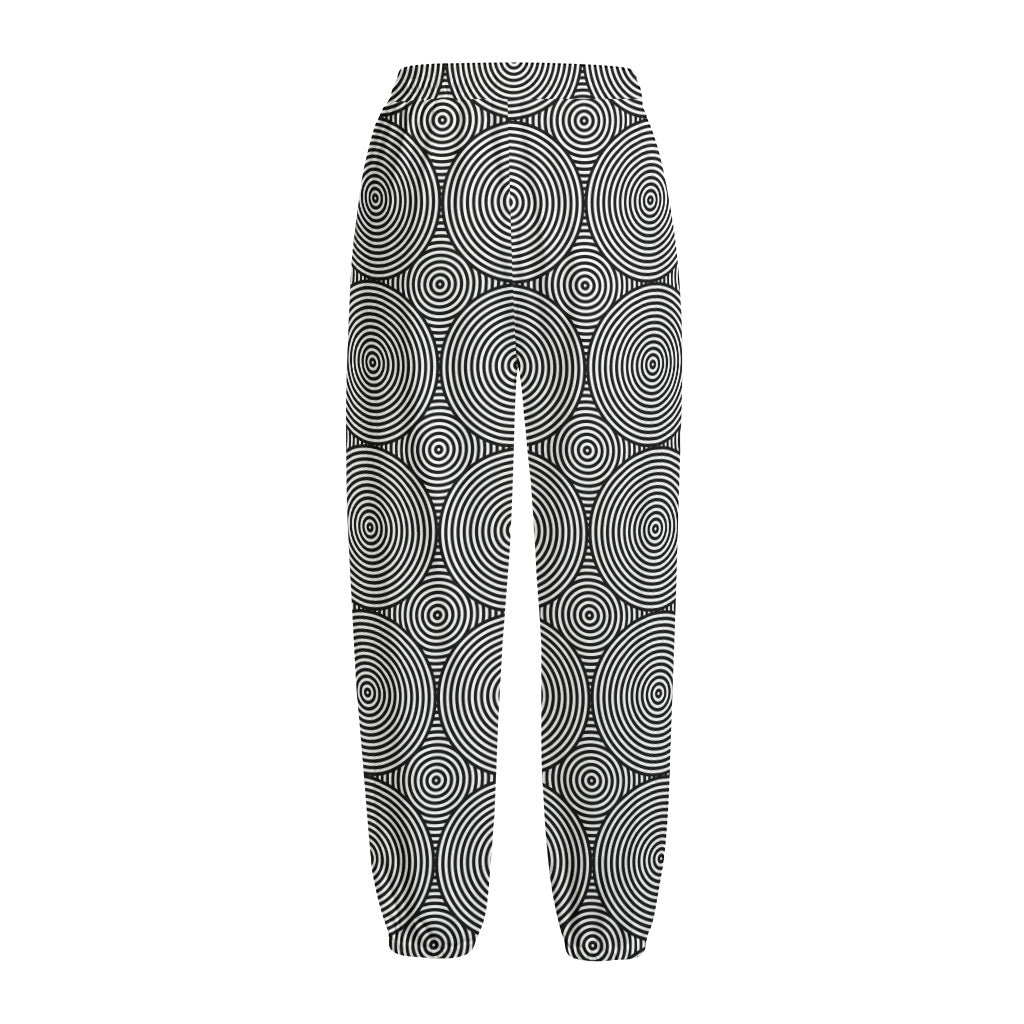 Psychedelic Circle Pattern Print Fleece Lined Knit Pants
