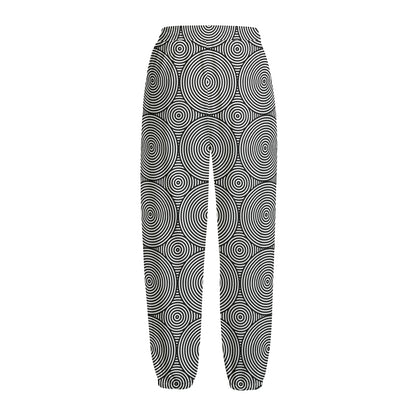 Psychedelic Circle Pattern Print Fleece Lined Knit Pants