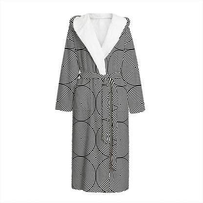 Psychedelic Circle Pattern Print Hooded Bathrobe